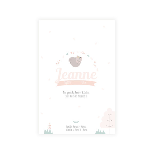 Faire-part de naissance Nature - Ecureuil