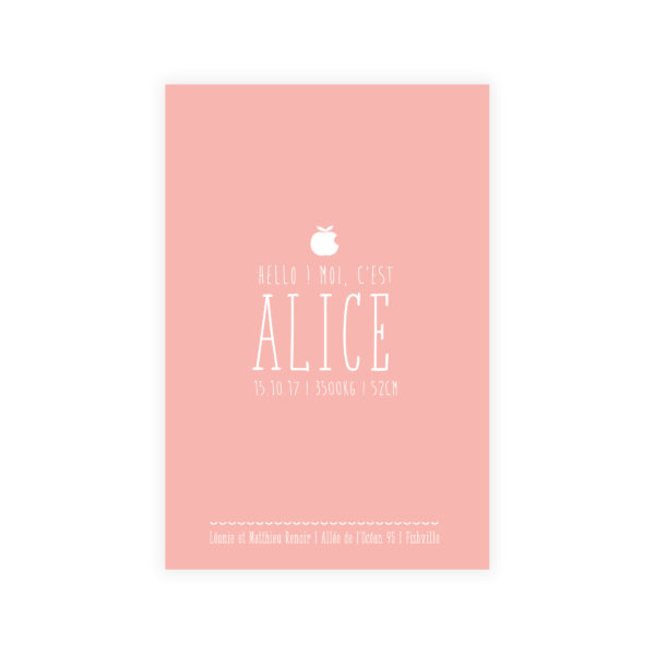 Faire-part 10*15 "Pomme, Pomme, Girl"