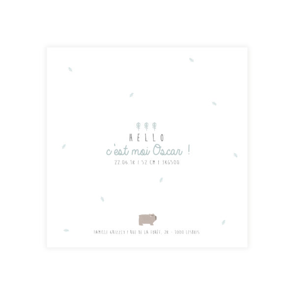 Faire-part 12*12 "Grizzly"