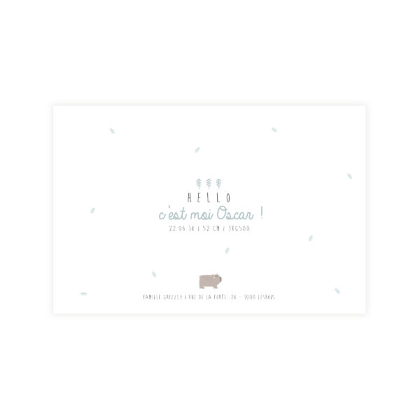 Faire-part 10*15 "Grizzly"