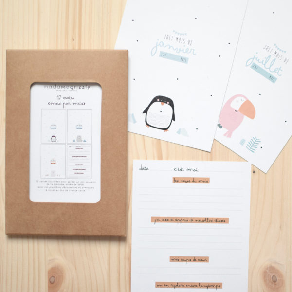 12 Cartes étapes "Mois après mois"