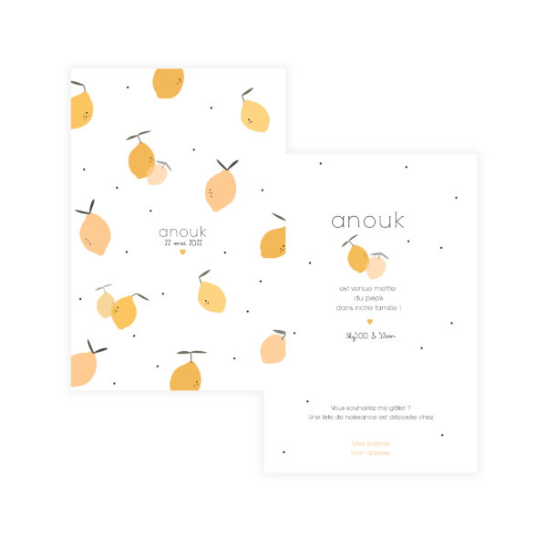 faire-part de naissance citron