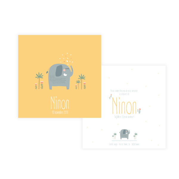 faire-part de naissance éléphant