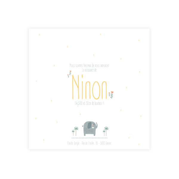 faire-part de naissance éléphant