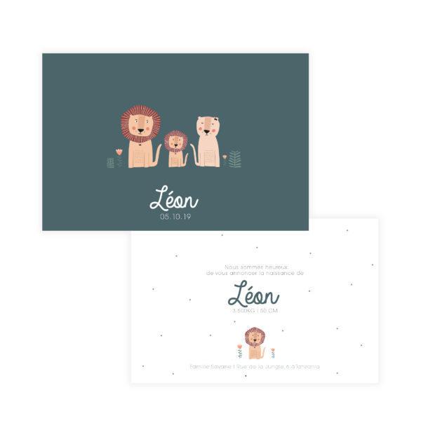 faire-part de naissance lion famille
