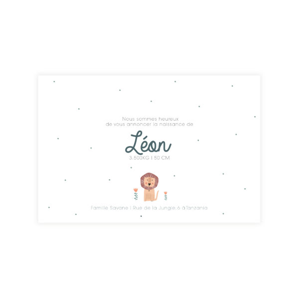 faire-part de naissance lion famille