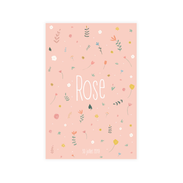 faire-part de naissance fleur rose