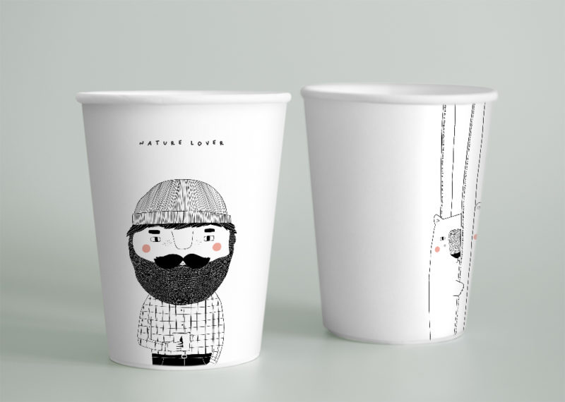 Festive paper cup design mockup