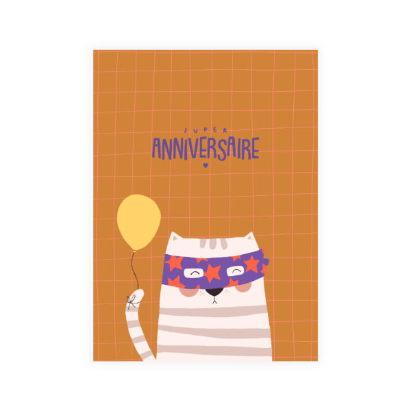 Carte Anniversaire Super Chat