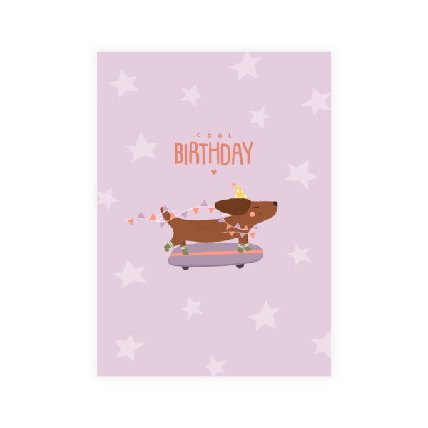 Carte Anniversaire chien cool skateboard