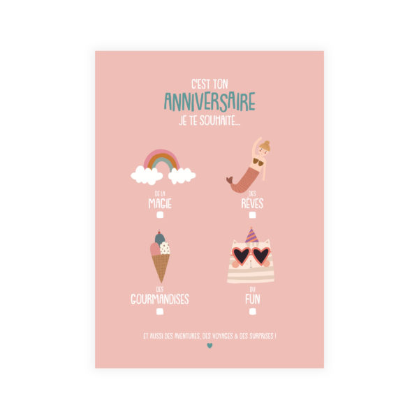 Carte anniversaire Souhaits à cocher