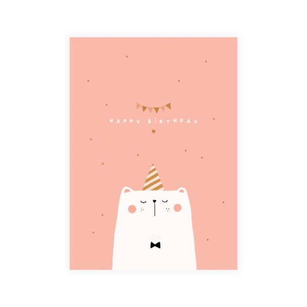 Carte anniversaire ours blanc